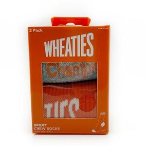 Wheaties Cereal Crew Socks Mens Womens Gift Gray Orange Breakfast of Champions